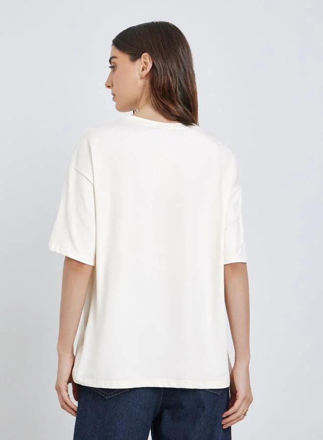 Take Two Take Two Graphic Print Oversized Round Neck T-Shirt