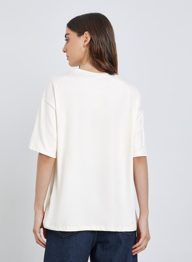 Take Two Graphic Print Oversized Round Neck T-Shirt - Image 4