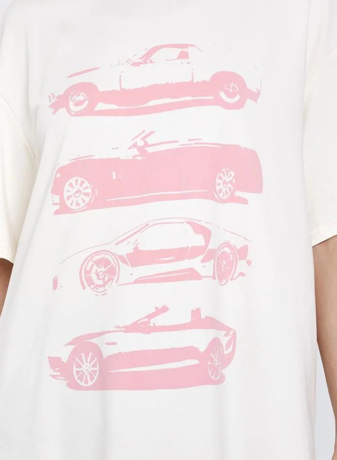 Take Two Graphic Print Oversized Round Neck T-Shirt