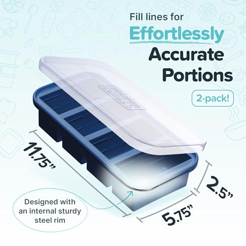 Souper Cubes 1 Cup Silicone Freezer Molds with Lids - Soup Cubes Freezer Tray with Lid - Perfect for Freezing Broth, Rice, Individual Portions, Meal Prepping and More - Blueberry - 2-Pack - Image 4