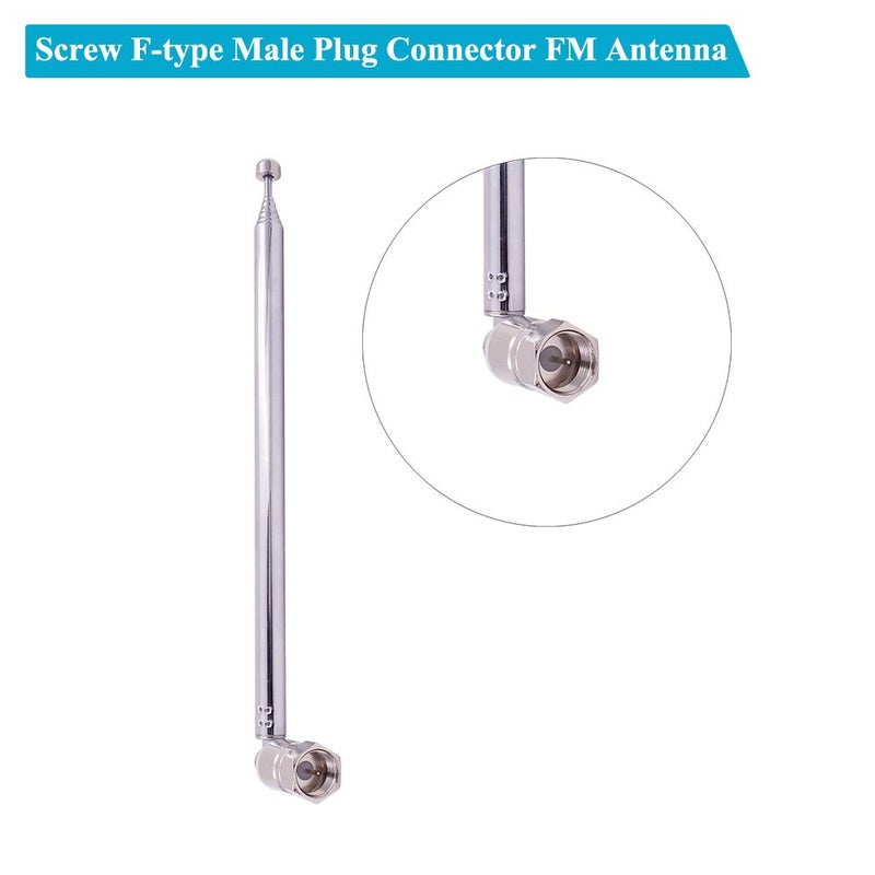 Fancasee FM Antenna Telescopic 75 Ohm Screw F Type Male Plug Jack Connector Adapter FM Radio Antenna for AV Stereo Receiver Home Theater Amplifier System Indoor Outdoor - Image 2