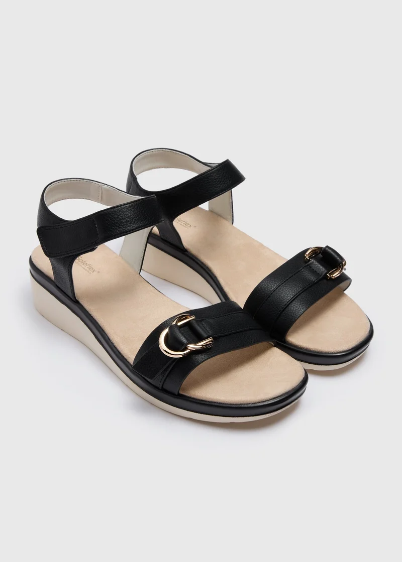 Matalan Black Buckle Sole Wedge Sandals