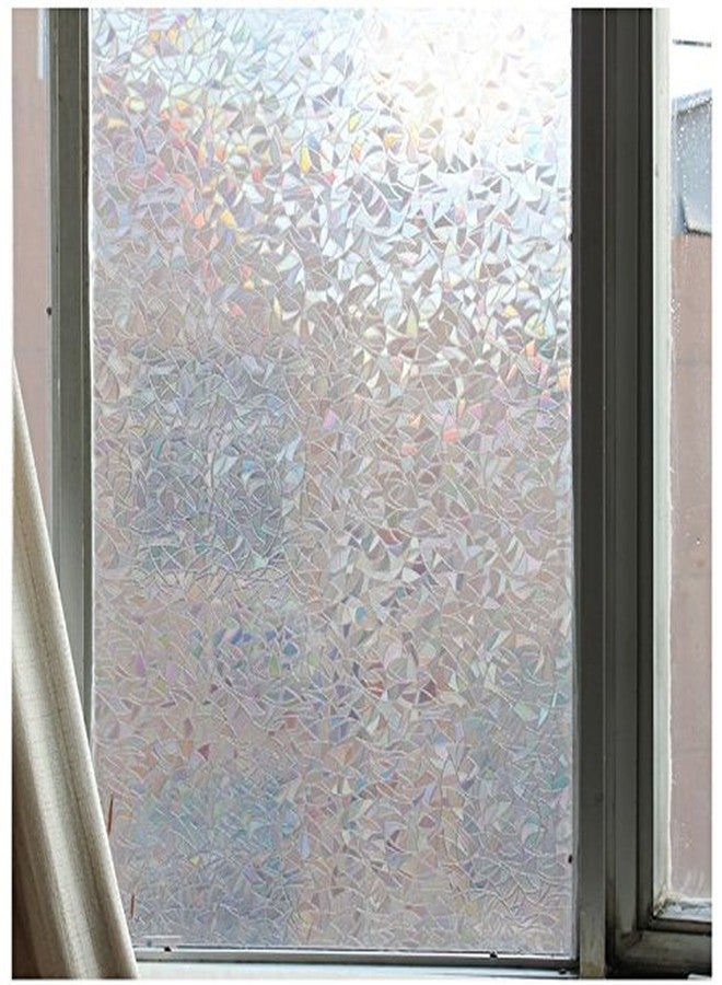 CVANU Privacy Window Film White Window 3D Shiny Matt Mosaic Frosting Film Sticker Opaque Frosted Vinyl Sheets for Front Door/Bathroom/Sidelight/Small Windows, 12''x25'' - Image 1