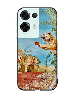 Protective Case Cover For Oppo Reno8 Pro Tiger Jumping Design Multicolour