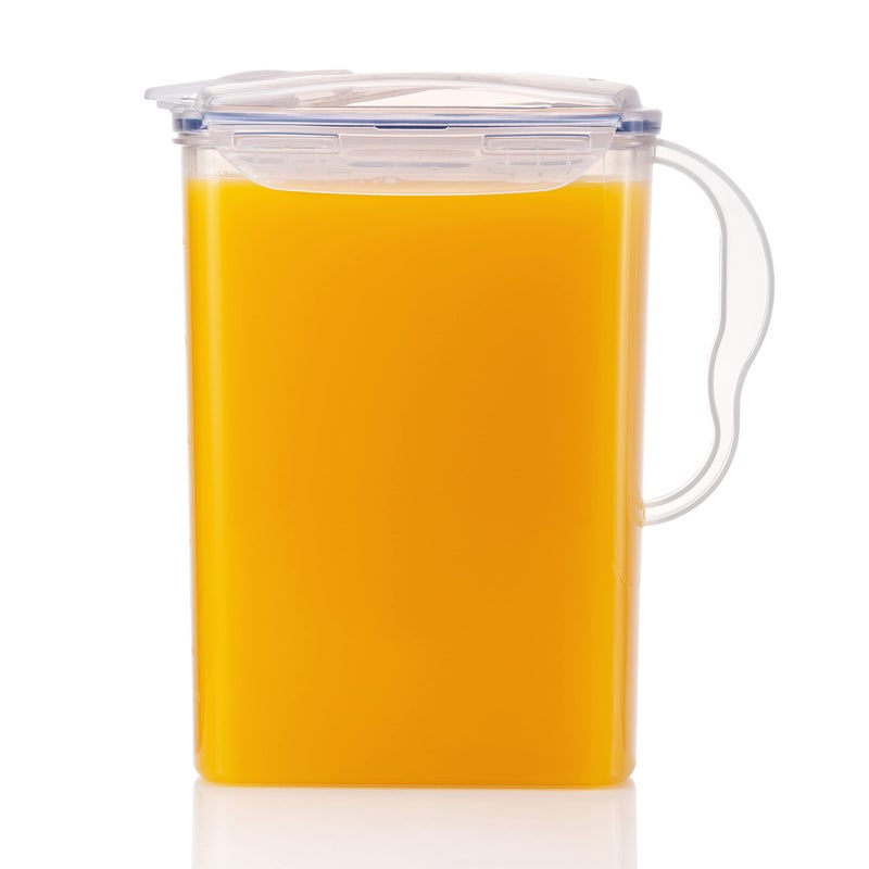 LocknLock Aqua Fridge Door Water Jug with Handle BPA Free Plastic Pitcher with Flip Top Lid Perfect for Making Teas and Juices, 3 Quarts, Clear - Image 1