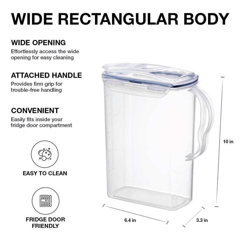 LocknLock Aqua Fridge Door Water Jug with Handle BPA Free Plastic Pitcher with Flip Top Lid Perfect for Making Teas and Juices, 3 Quarts, Clear - Image 3