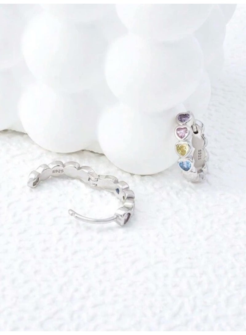 Casual collection 925 Sterling Silver Earrings For Women Inlaid With Colored Zirconia With Gift Box - Image 4