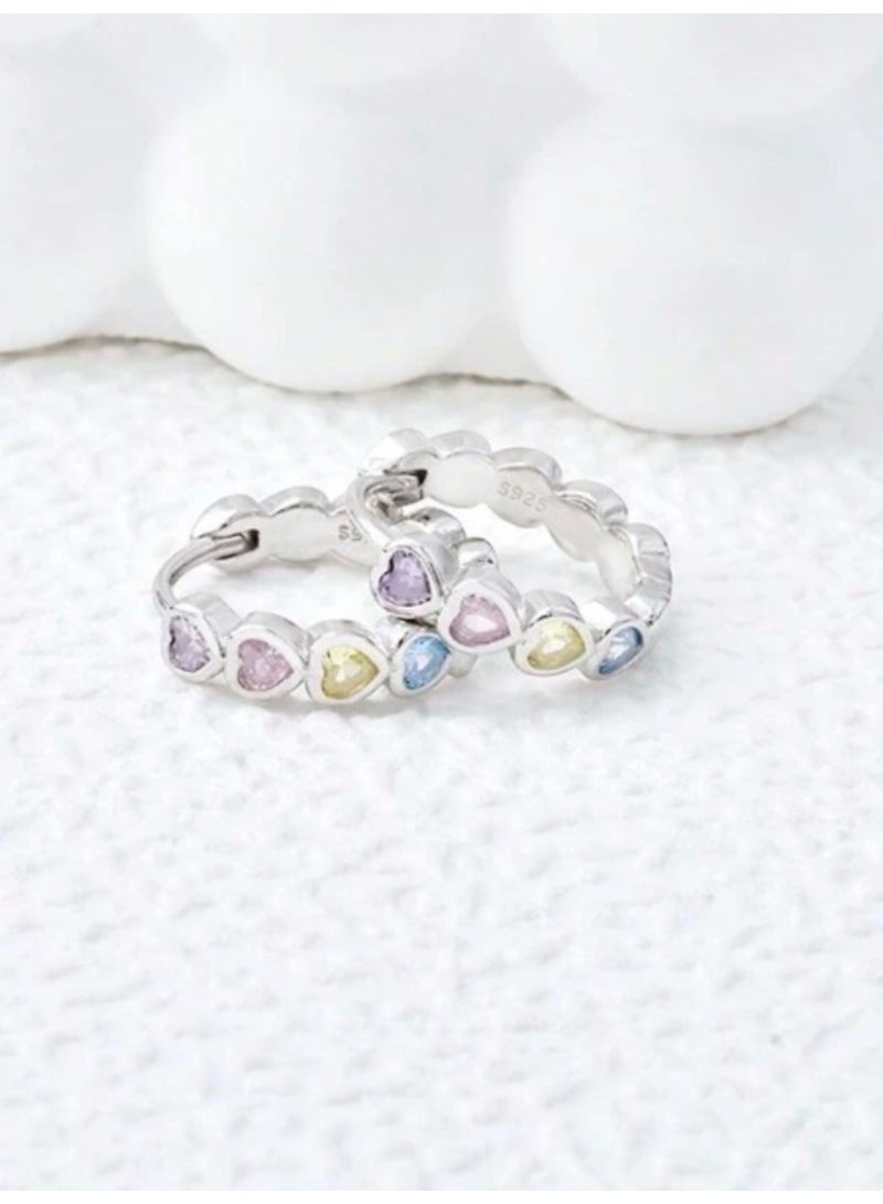 Casual collection 925 Sterling Silver Earrings For Women Inlaid With Colored Zirconia With Gift Box - Image 3