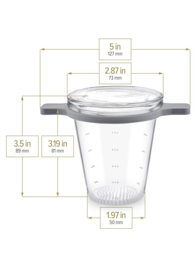 Teabloom Purity Loose-Leaf Tea Glass Infuser with Versatile Lid – 3.3 Borosilicate, Laser-Perforated Design, Universal Fit for Cups & Teapots, Toxin-Free Brewing, Ideal for Whole-Leaf Teas - Image 3
