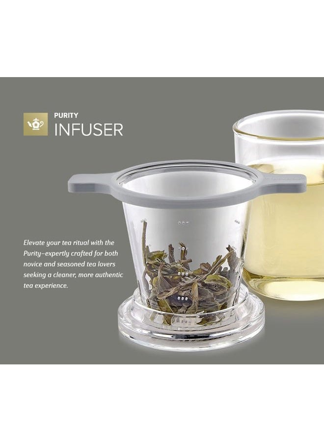Teabloom Purity Loose-Leaf Tea Glass Infuser with Versatile Lid – 3.3 Borosilicate, Laser-Perforated Design, Universal Fit for Cups & Teapots, Toxin-Free Brewing, Ideal for Whole-Leaf Teas - Image 4