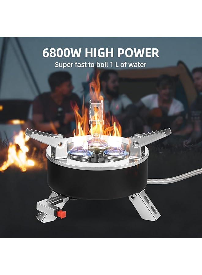 Generic 6800W Camping Gas Stove Folding 3 Burners Piezo Ignition Backpacking Stove Outdoor Cooking Stove Furnace For Camping Hiking Picnic Emergency  - Image 4