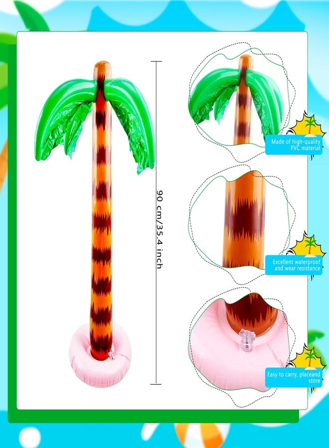 Cotiny 4 Pcs 35.5 Inch Inflatable Palm Trees Blow Up Coconut Tree Large Tropical Inflatable Trees for Summer Backyard Beach Pool Hawaiian Luau Party Decor, 2 Styles - Image 2