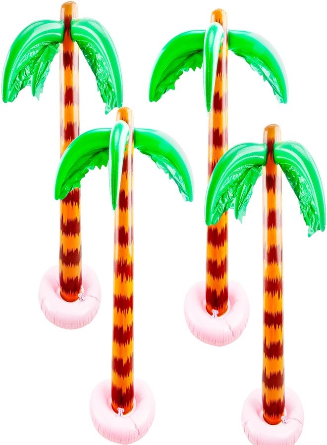 Cotiny 4 Pcs 35.5 Inch Inflatable Palm Trees Blow Up Coconut Tree Large Tropical Inflatable Trees for Summer Backyard Beach Pool Hawaiian Luau Party Decor, 2 Styles - Image 1