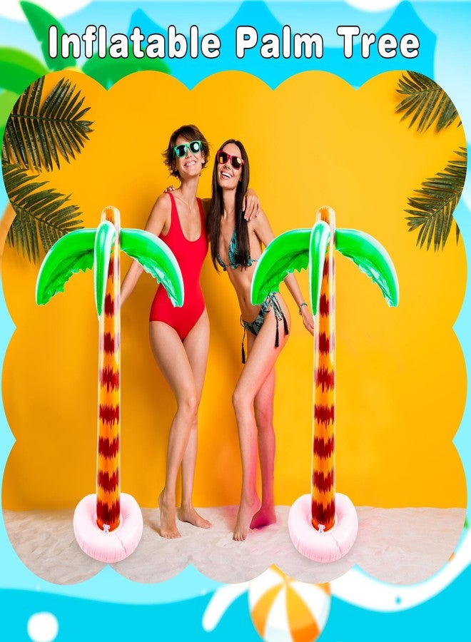 Cotiny 4 Pcs 35.5 Inch Inflatable Palm Trees Blow Up Coconut Tree Large Tropical Inflatable Trees for Summer Backyard Beach Pool Hawaiian Luau Party Decor, 2 Styles - Image 3