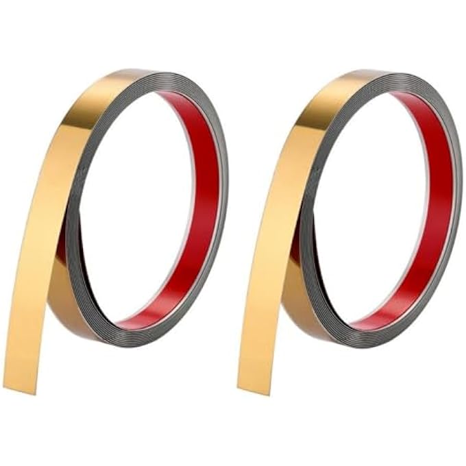 32.8FT X 0.8INCH METAL FLEXIBLE WALL PEEL AND STICK MOLDING TRIM FOR TV BACKGROUND WALL CEILING FLOOR CABINET TILE MIRROR EDGE SELF-ADHESIVE DIY MOULDING GOLD STAINLESS STEEL - Image 1