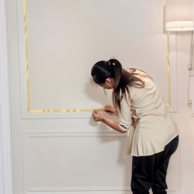 32.8FT X 0.8INCH METAL FLEXIBLE WALL PEEL AND STICK MOLDING TRIM FOR TV BACKGROUND WALL CEILING FLOOR CABINET TILE MIRROR EDGE SELF-ADHESIVE DIY MOULDING GOLD STAINLESS STEEL - Image 3