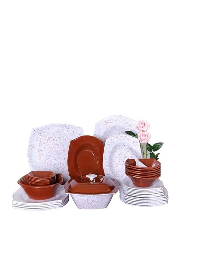 PURE Melamine set 38 pcs round mix brown 8488 