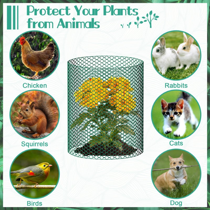 UJG 32.8ftx16In Plant Protectors from Animals,Plant Cages for Outdoor Plants,Wire Plant Protector Cage,Wire Plant Protector,Chicken Wire Cloche with Ground Stakes & Nylon Ties Protect Plants from Animals - Image 3