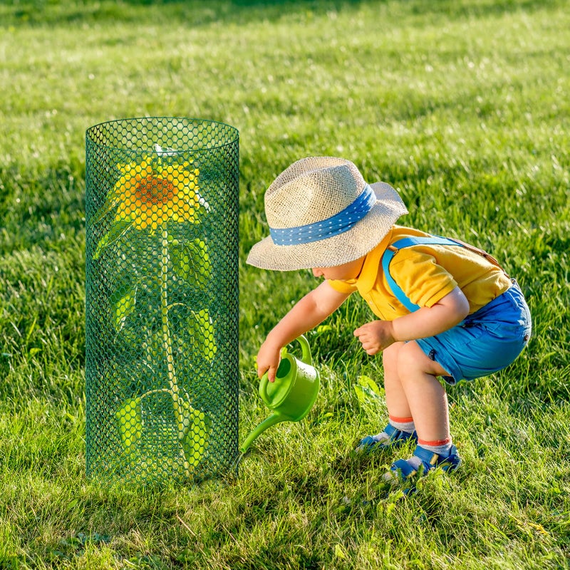 UJG 32.8ftx16In Plant Protectors from Animals,Plant Cages for Outdoor Plants,Wire Plant Protector Cage,Wire Plant Protector,Chicken Wire Cloche with Ground Stakes & Nylon Ties Protect Plants from Animals - Image 5