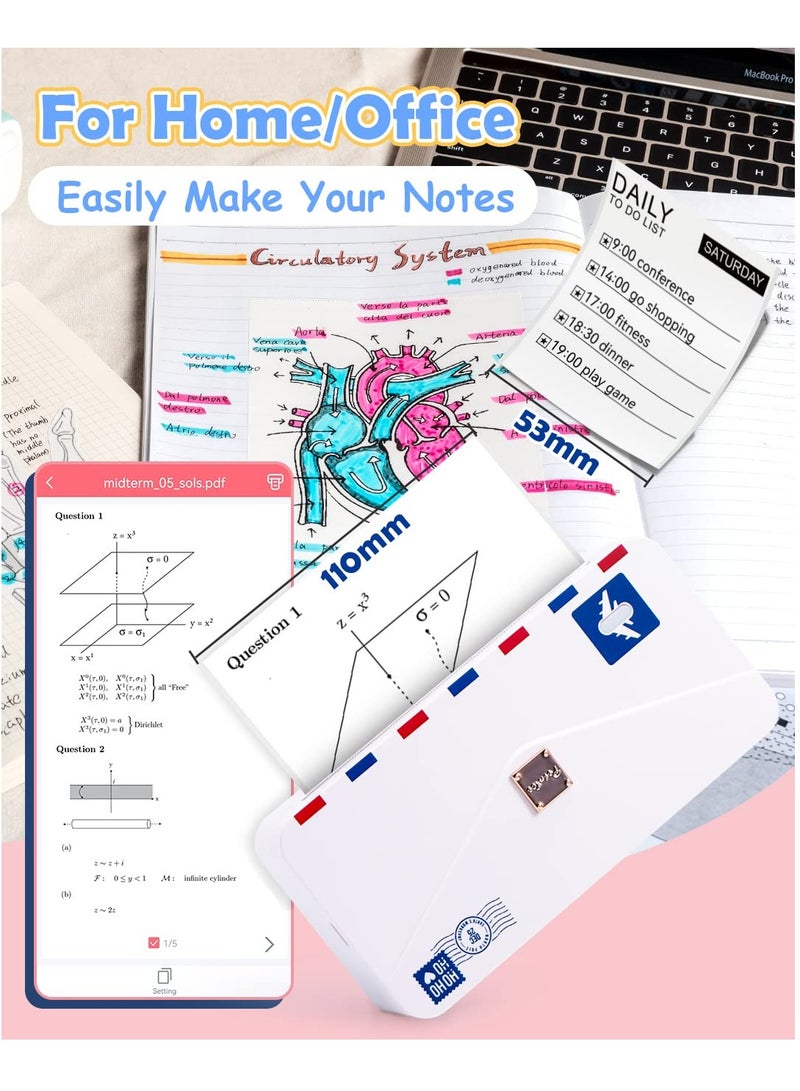 Barakah Portable Thermal Printer M04AS 4 Inch, Mini Bluetooth Sticker and Photo Printer, Supports 15/53/80/110mm Printing Width, 300dpi, Ideal for Photos, Notes, Memos, Gift for Kids - Image 3