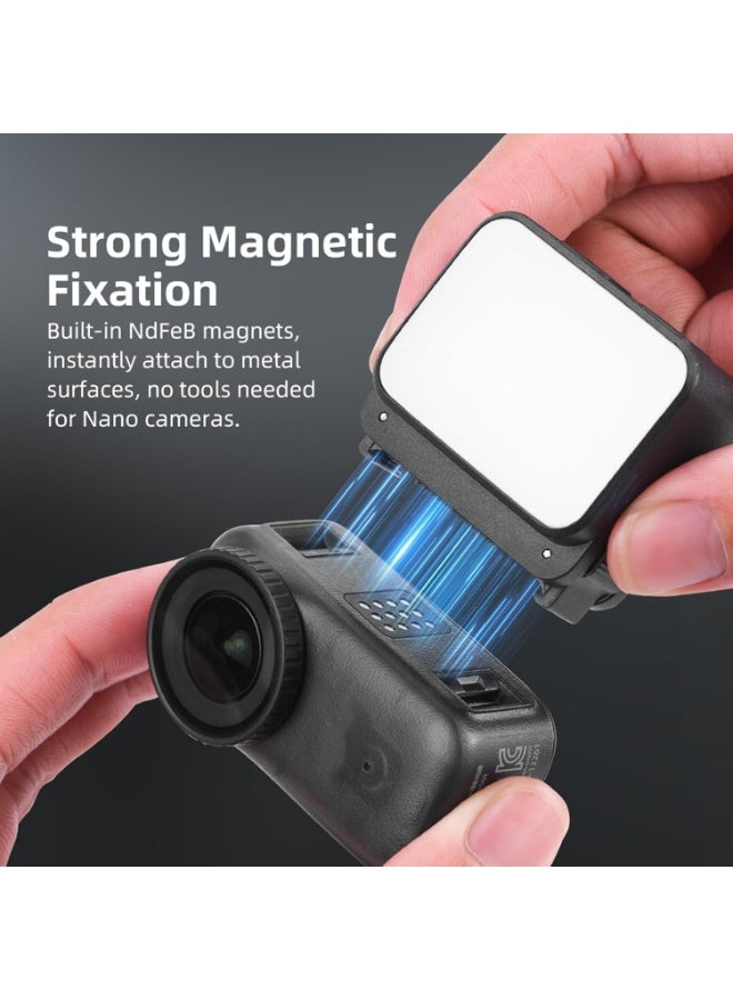 ضوء مغناطيسي صغير لـ DJI Osmo Nano,ضوء ملء LED المساعد القابل لإعادة الشحن IPX4 مقاوم للماء,4 مستويات سطوع إضاءة التصوير الفوتوغرافي القابلة للتعديل لـ YouTube / TikTok Selfie Vlog تسجيل الفيديو - Image 3