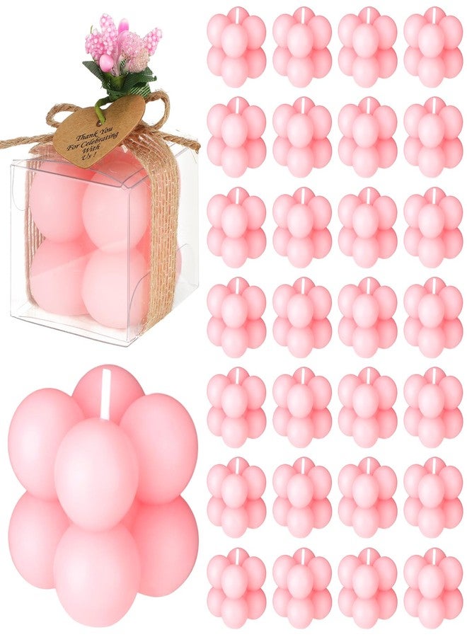 MTLEE 30 Sets Mini Bubble Candles Wedding Favors Gifts for Guests 1.57" x 1.38" Bubble Candles with Cards Dried Flowers DIY Gift Set for Baptism Party Bridal Shower Thank You Gifts (Pink) - Image 1