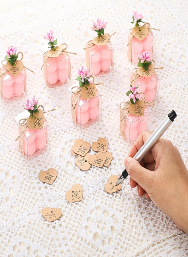 MTLEE 30 Sets Mini Bubble Candles Wedding Favors Gifts for Guests 1.57" x 1.38" Bubble Candles with Cards Dried Flowers DIY Gift Set for Baptism Party Bridal Shower Thank You Gifts (Pink) - Image 3