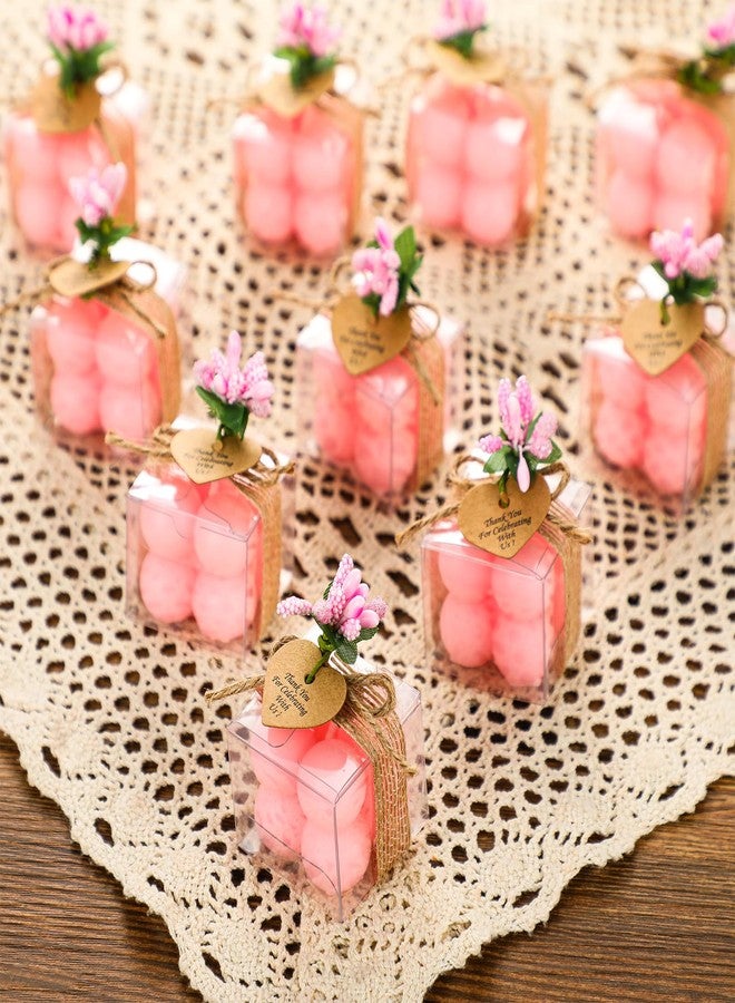 MTLEE 30 Sets Mini Bubble Candles Wedding Favors Gifts for Guests 1.57" x 1.38" Bubble Candles with Cards Dried Flowers DIY Gift Set for Baptism Party Bridal Shower Thank You Gifts (Pink) - Image 5