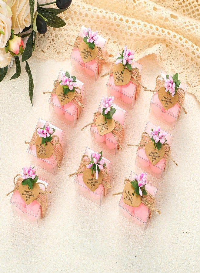 MTLEE 30 Sets Mini Bubble Candles Wedding Favors Gifts for Guests 1.57" x 1.38" Bubble Candles with Cards Dried Flowers DIY Gift Set for Baptism Party Bridal Shower Thank You Gifts (Pink) - Image 2