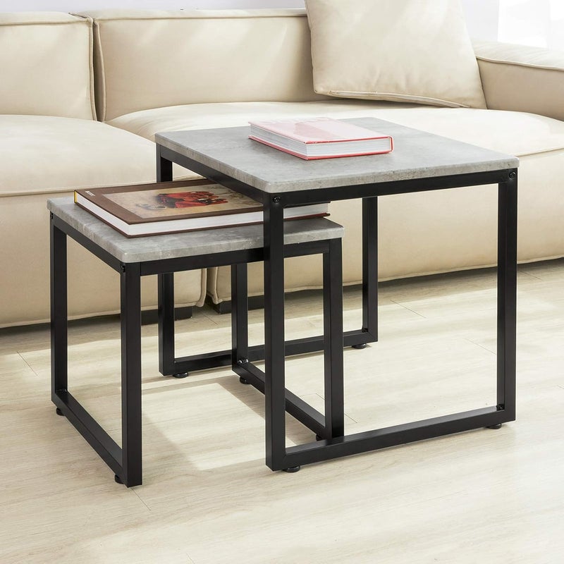SoBuy Coffee Table Set Side Nesting Tables Space-Saving Small Tables, and , Durable with Storage for Apartments,Living Room,Offices,FBT42-HG - Image 4