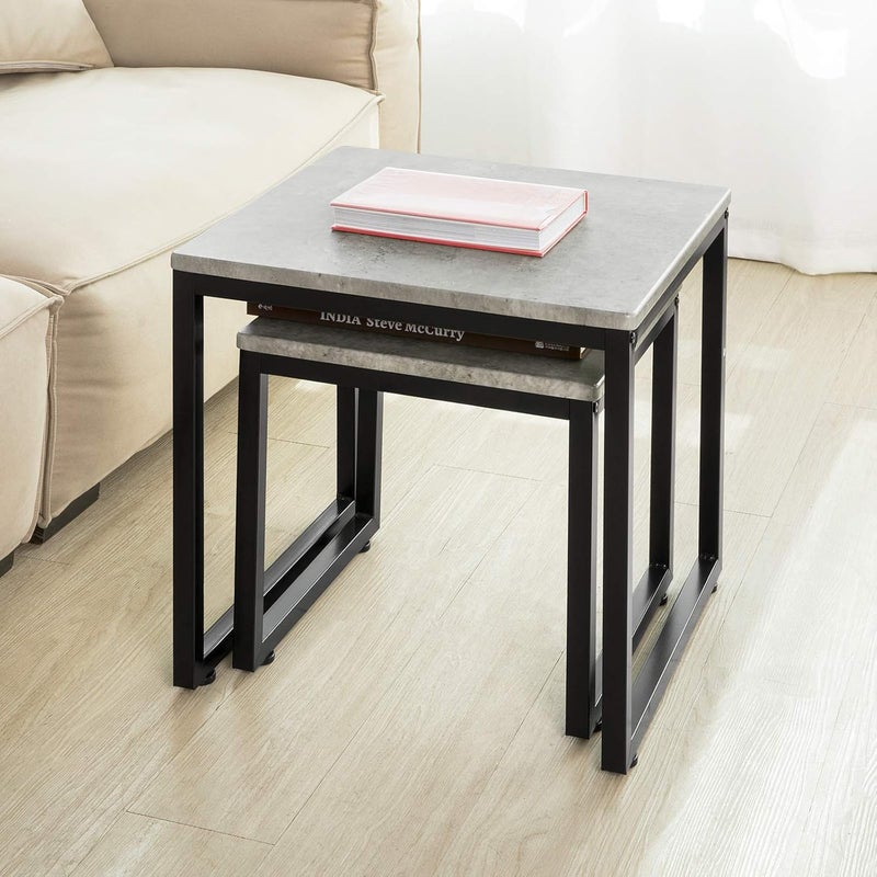 SoBuy Coffee Table Set Side Nesting Tables Space-Saving Small Tables, and , Durable with Storage for Apartments,Living Room,Offices,FBT42-HG - Image 5
