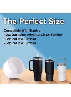 SAVITA 2pcs Protective Silicone Boot, Silicone Boot Sleeve for Water Bottle Accessories Compatible with Stanley Quencher Adventure 40oz & Stanley IceFlow 20oz 30oz (White)  - Image 3
