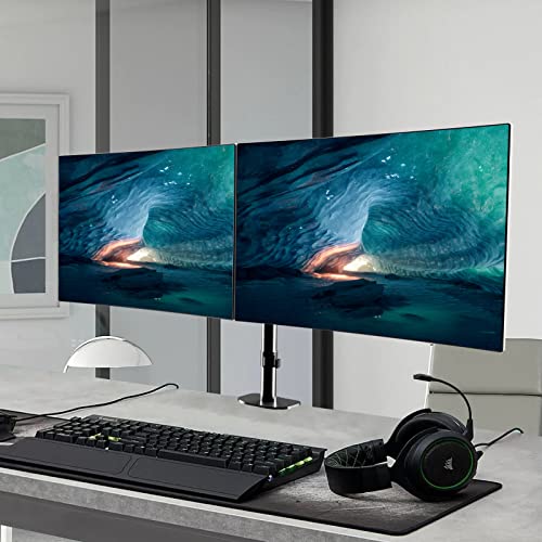 Pholiten Dual Monitor Stand for 13-32inch Screen,Extra Long Monitor Arm Desk Mount,Fully Adjustable 27.95 inch Monitor Arm,Each Arm up to 22lbs - Image 3