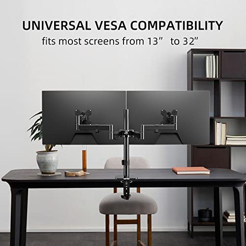 Pholiten Dual Monitor Stand for 13-32inch Screen,Extra Long Monitor Arm Desk Mount,Fully Adjustable 27.95 inch Monitor Arm,Each Arm up to 22lbs - Image 4