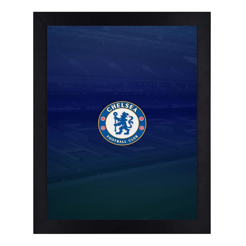 Interio Crafts Synthetic Wood Chelsea Poster Football Print Soccer Art Frame Football Print Decoration Art13x9 Inches