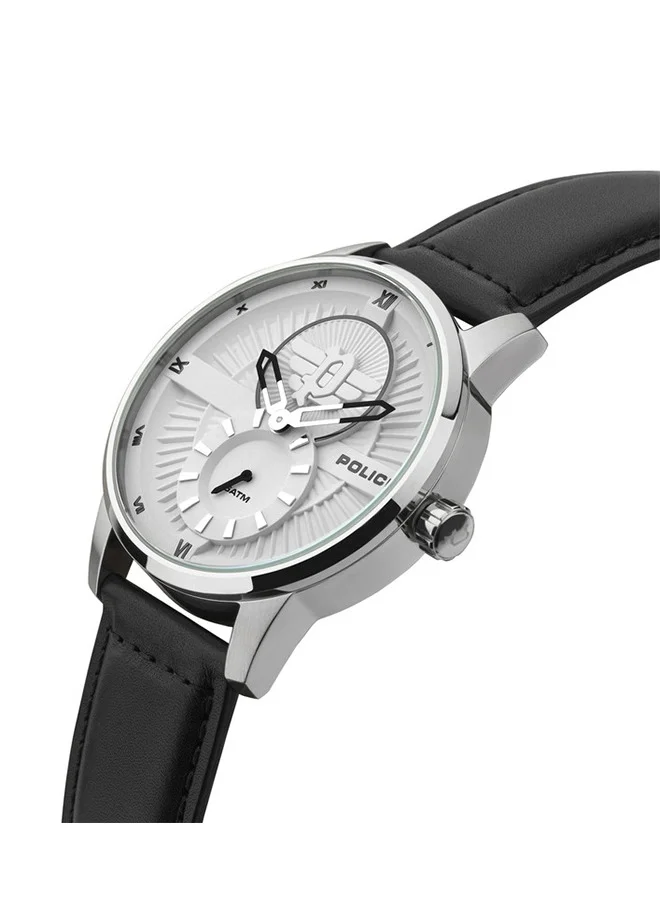 بوليس Avondale White Dial Black Leather Strap Analog Watch for Men 48mm