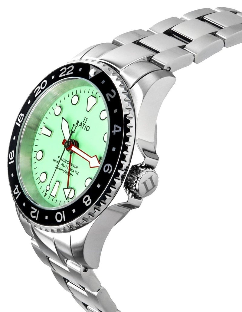 Ratio FreeDiver GMT Green Dial Automatic Diver's 200M Men's Watch RTF059 - Image 4
