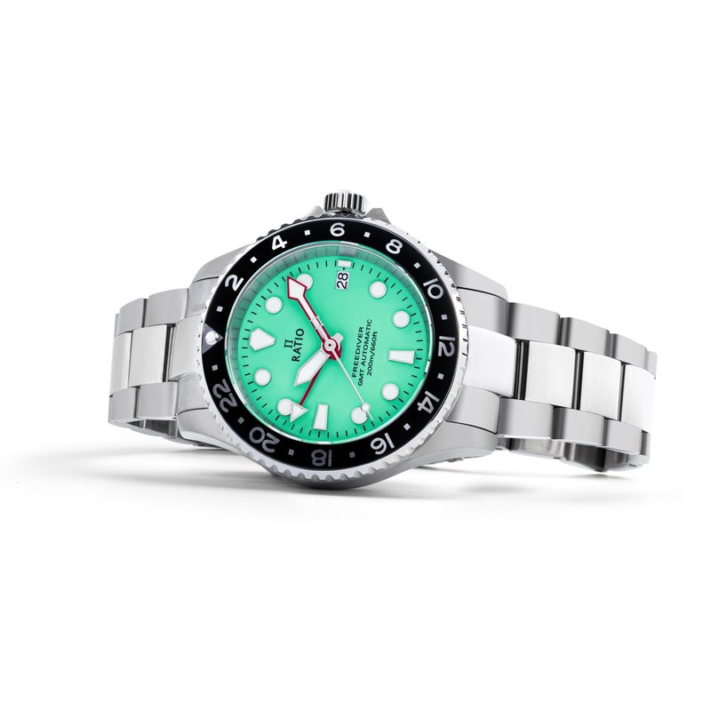 Ratio FreeDiver GMT Green Dial Automatic Diver's 200M Men's Watch RTF059 - Image 2
