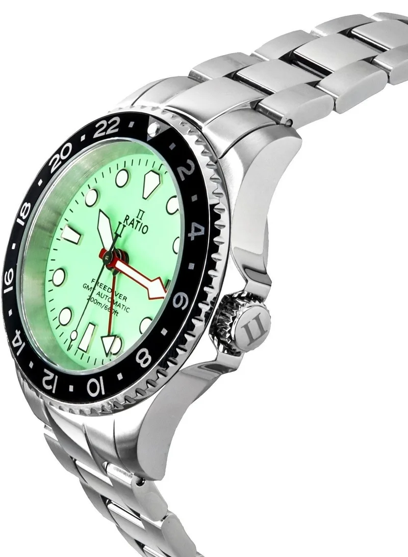 RATIO  Ratio FreeDiver GMT Green Dial Automatic Diver's 200M Men's Watch RTF059 for Men | Best Price UAE