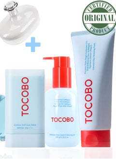 Tocobo Tocobo Pore Cleansing Oil 200ml, Soft Sun Stick, Coconut Cleansing Foam 150ml, & Face Scrubber | Comprehensive Skincare Set for Deep Cleansing, Sun Protection, and Refreshing Cleanse  - Image 1