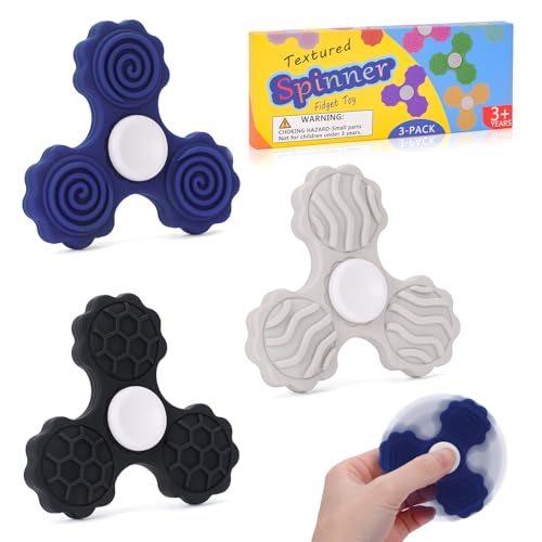 Dalycro 3 PCS Silicone Fidget Spinners Sensory Toys for Adults and Kids Textured Spinners for Fun Autism Anxiety Stress Relief Classroom Office and Travel Multicolor1 - Image 1