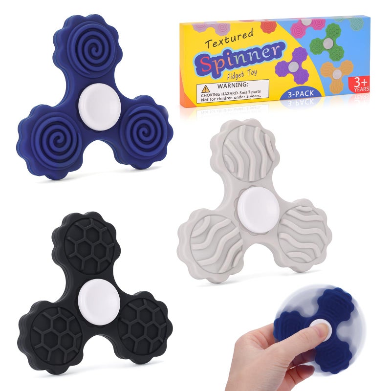 Dalycro 3 PCS Silicone Fidget Spinners Sensory Toys for Adults and Kids Textured Spinners for Fun Autism Anxiety Stress Relief Classroom Office and Travel Multicolor1 - Image 3