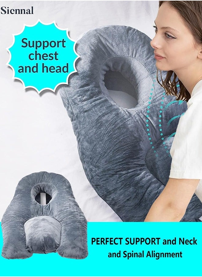 Garlo - Face Down Pillow for Sleeping - for BBL or Eye Surgery Recovery - Prone Pillow for Vitrectomy or Retinal Surgery - Home Massage Pillow with Shredded Memory Foam - Image 1