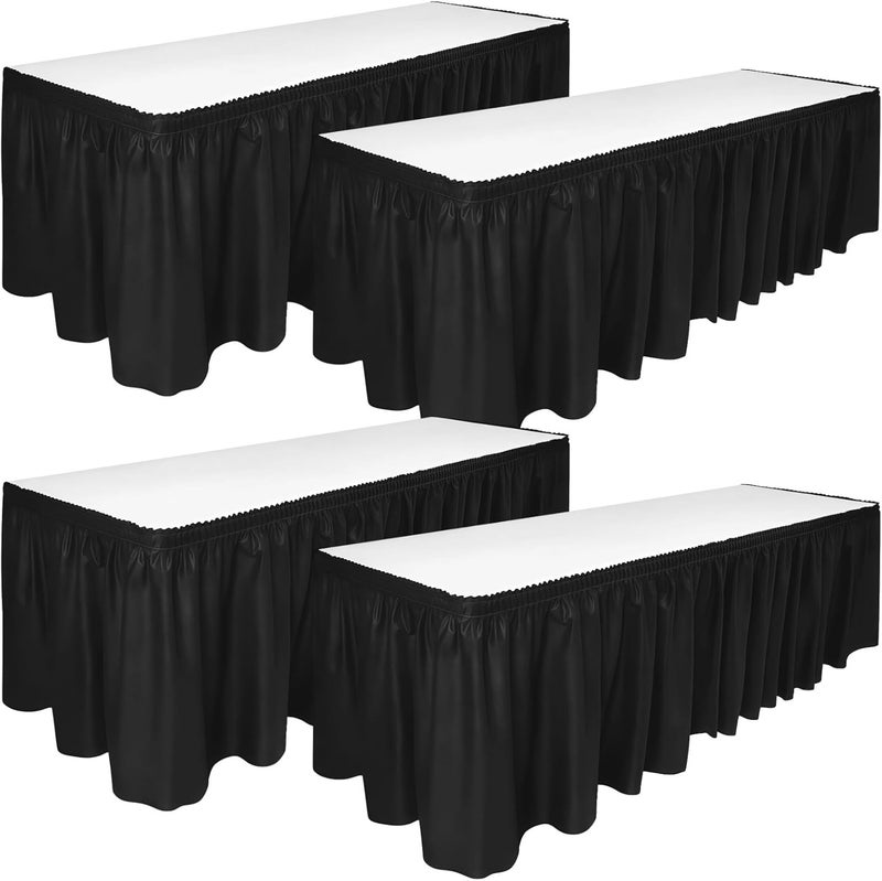 Plastic Table Skirt, Black, 169.3 In, Four Pieces, Events - Image 1