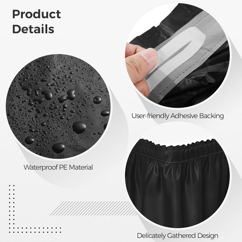 Plastic Table Skirt, Black, 169.3 In, Four Pieces, Events - Image 4