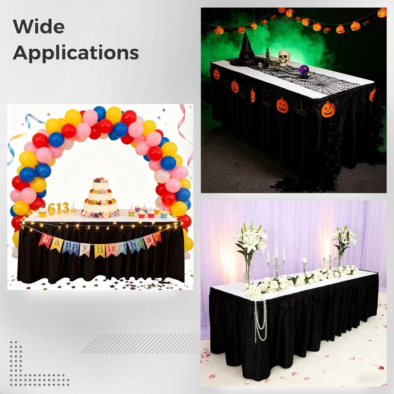 Plastic Table Skirt, Black, 169.3 In, Four Pieces, Events - Image 2