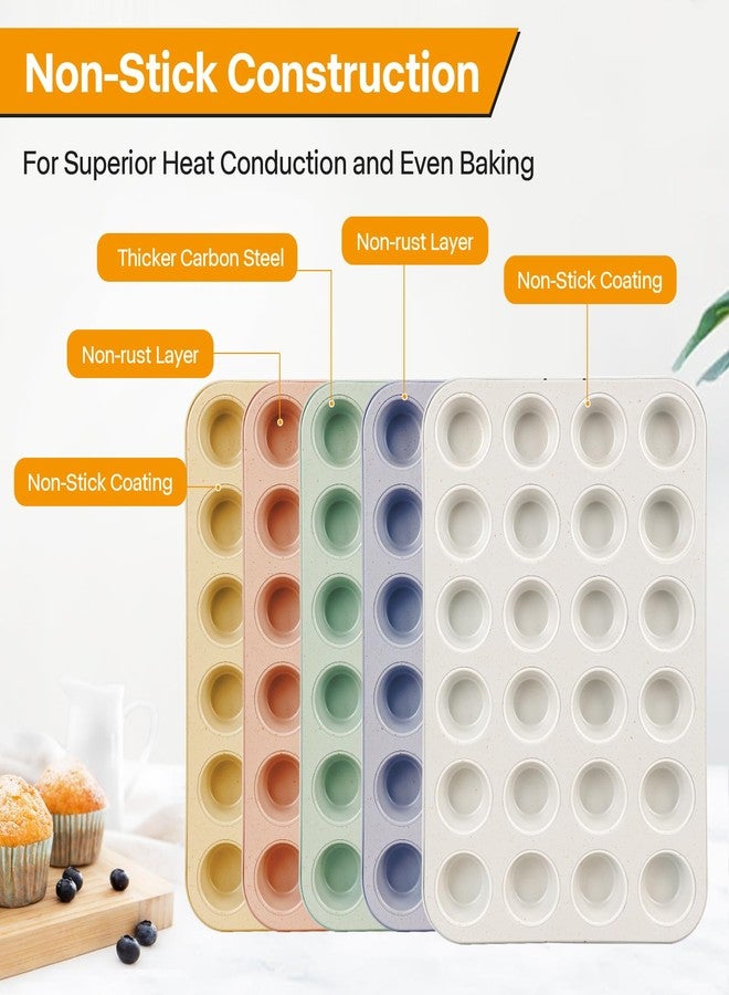 Spmarkt 2-Pack 24-Cup Beige Muffin Pan, Non-Stick Cupcake Tin, Ceramic Coating Safe Baking Pan - Image 4