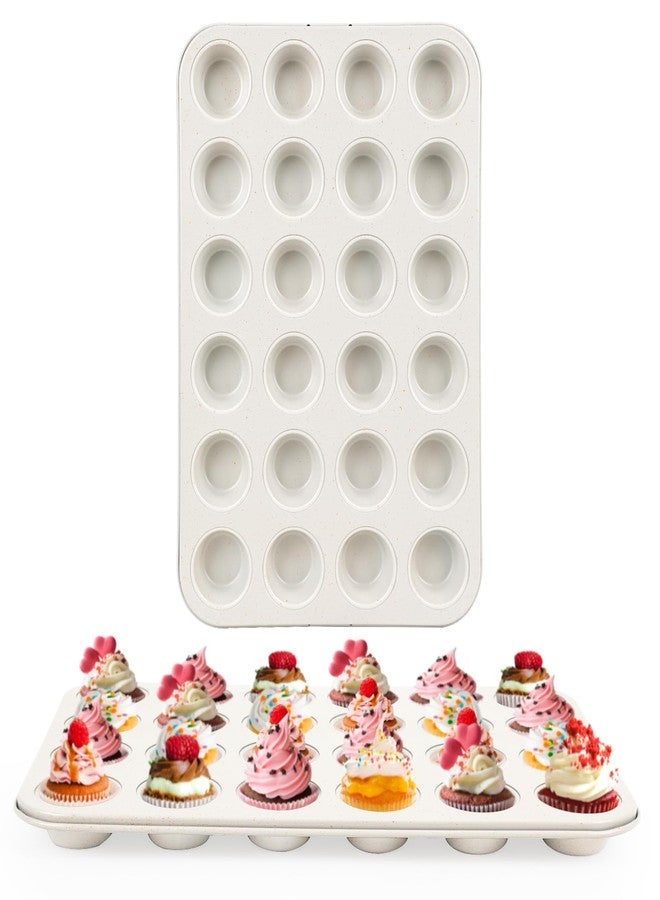 Spmarkt 2-Pack 24-Cup Beige Muffin Pan, Non-Stick Cupcake Tin, Ceramic Coating Safe Baking Pan - Image 1