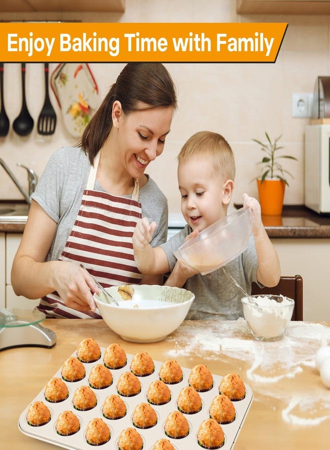 Spmarkt 2-Pack 24-Cup Beige Muffin Pan, Non-Stick Cupcake Tin, Ceramic Coating Safe Baking Pan - Image 5