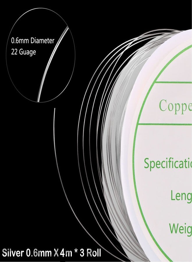 MIKIMIQI 3 Pack Jewelry Wire - 22 Gauge Tarnish Resistant Copper Beading Wire for Jewelry Making, 0.6mm X 4m Each (Silver) - Image 4